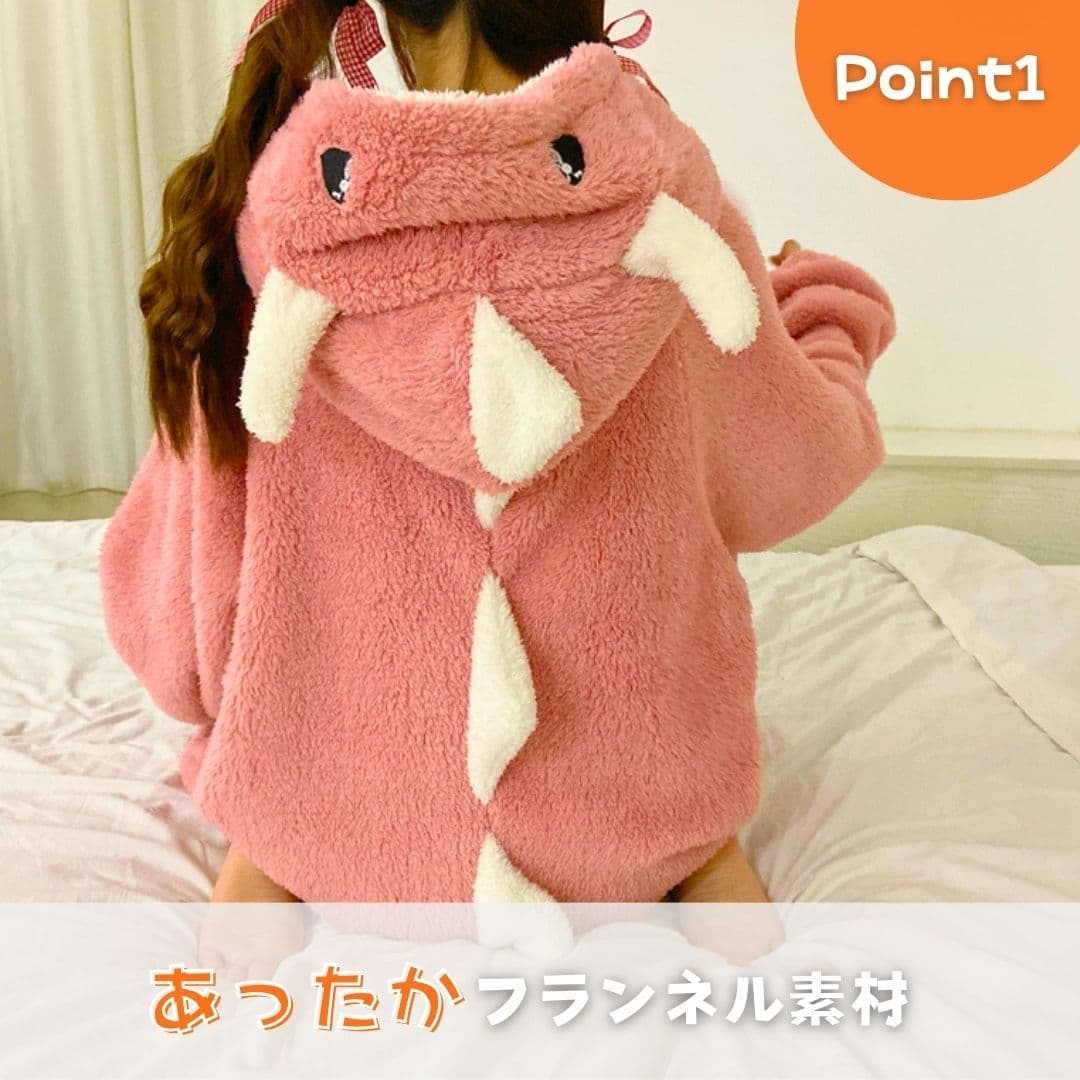 レディース ルームウェア 恐竜もこもこ着ぐるみルームウェア ワンピース