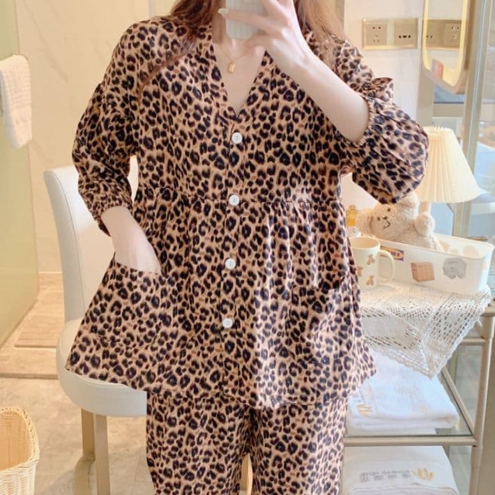 レディース ルームウェア ふんわりぺプラム前開きパジャマ