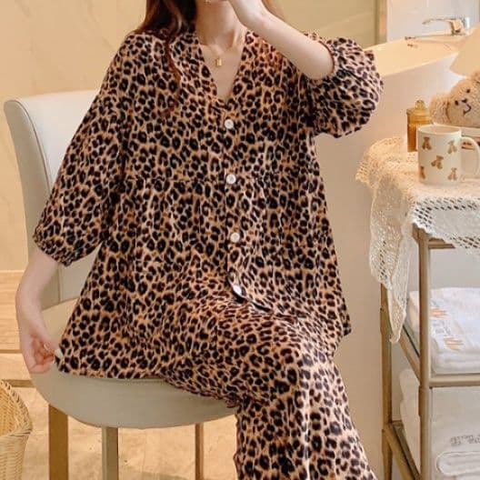 レディース ルームウェア ふんわりぺプラム前開きパジャマ
