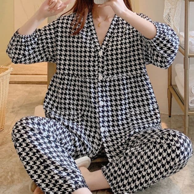 レディース ルームウェア ふんわりぺプラム前開きパジャマ