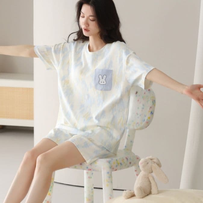 レディース ルームウェア うさぎポケット付き夏用パジャマセット