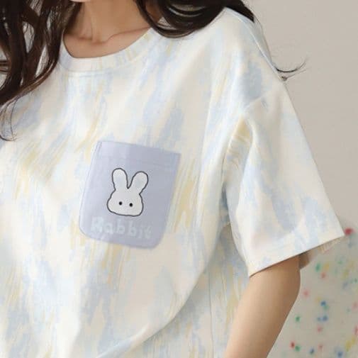 レディース ルームウェア うさぎポケット付き夏用パジャマセット
