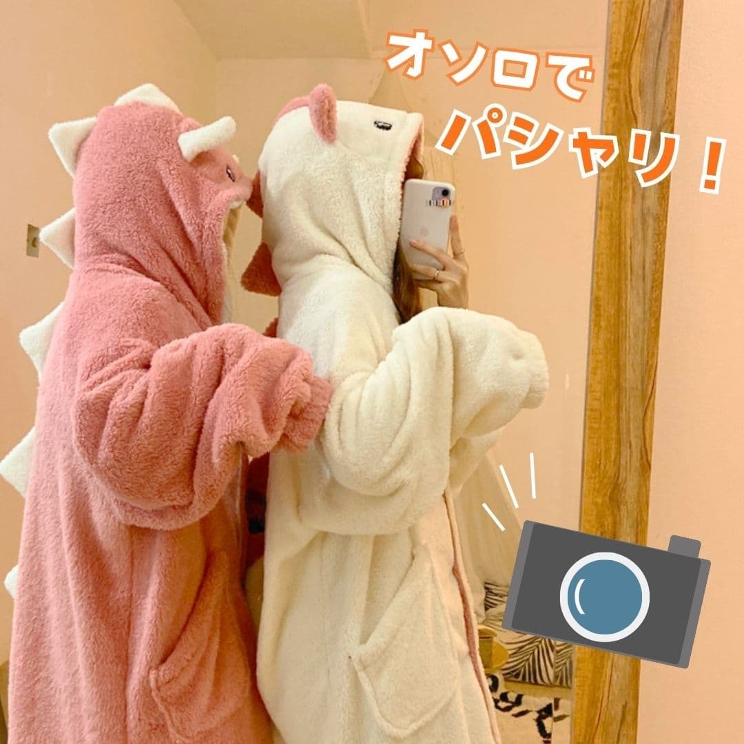 レディース ルームウェア 恐竜もこもこ着ぐるみルームウェア ワンピース