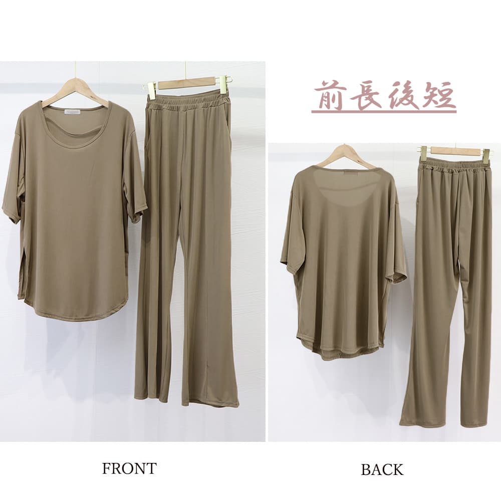 レディース ルームウェア ゆったり半袖セットアップ 夏服体型カバー