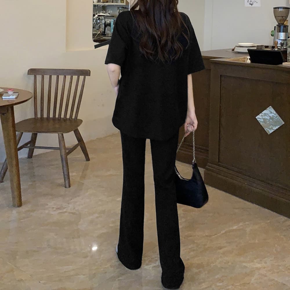 レディース ルームウェア ゆったり半袖セットアップ 夏服体型カバー